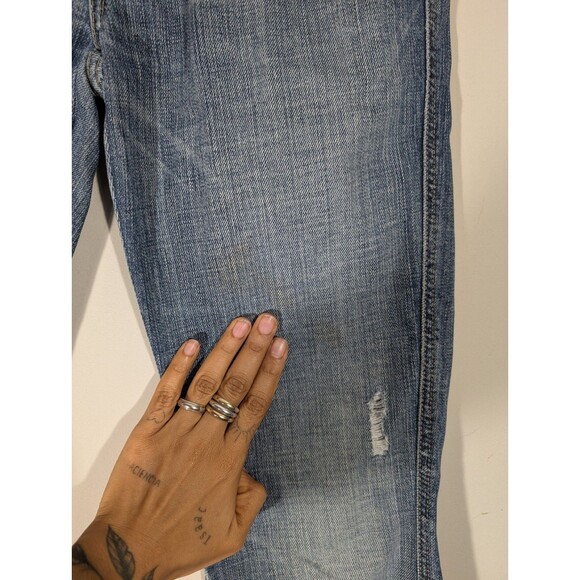 7 For All Mankind Womens Low Rise Destroyed Jeans Sz 28 Grunge Boho Festival - Picture 8 of 12
